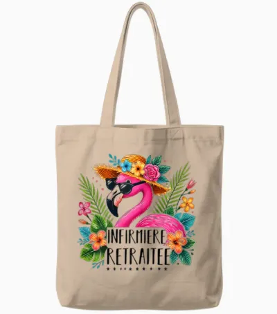 Nurse Retirement Gift Nurse Flamingo T-Shirt, White, Female X-Small Tote Bags - Natural