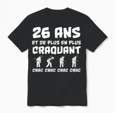 Birthday Gift Man 26 Years Funny Unisex T-Shirt - Black