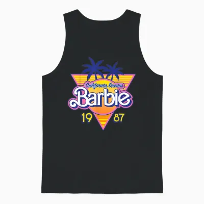 Barbie 1987 Summer Retro Logo - California Dream Unisex Tank Top - Black