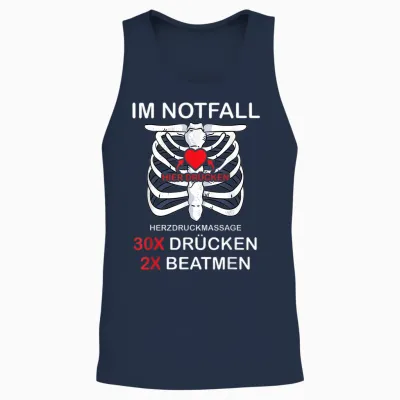 Im Notfall Herzdruckmassage 30x Drücken 2x Beatmen Sanitäter Unisex Tank Top - Navy