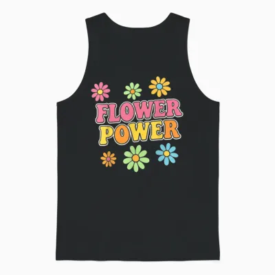Retro Flower Power 60er 70er Jahre ästhetischer Hippie Boho Stil Unisex Tank Top - Black