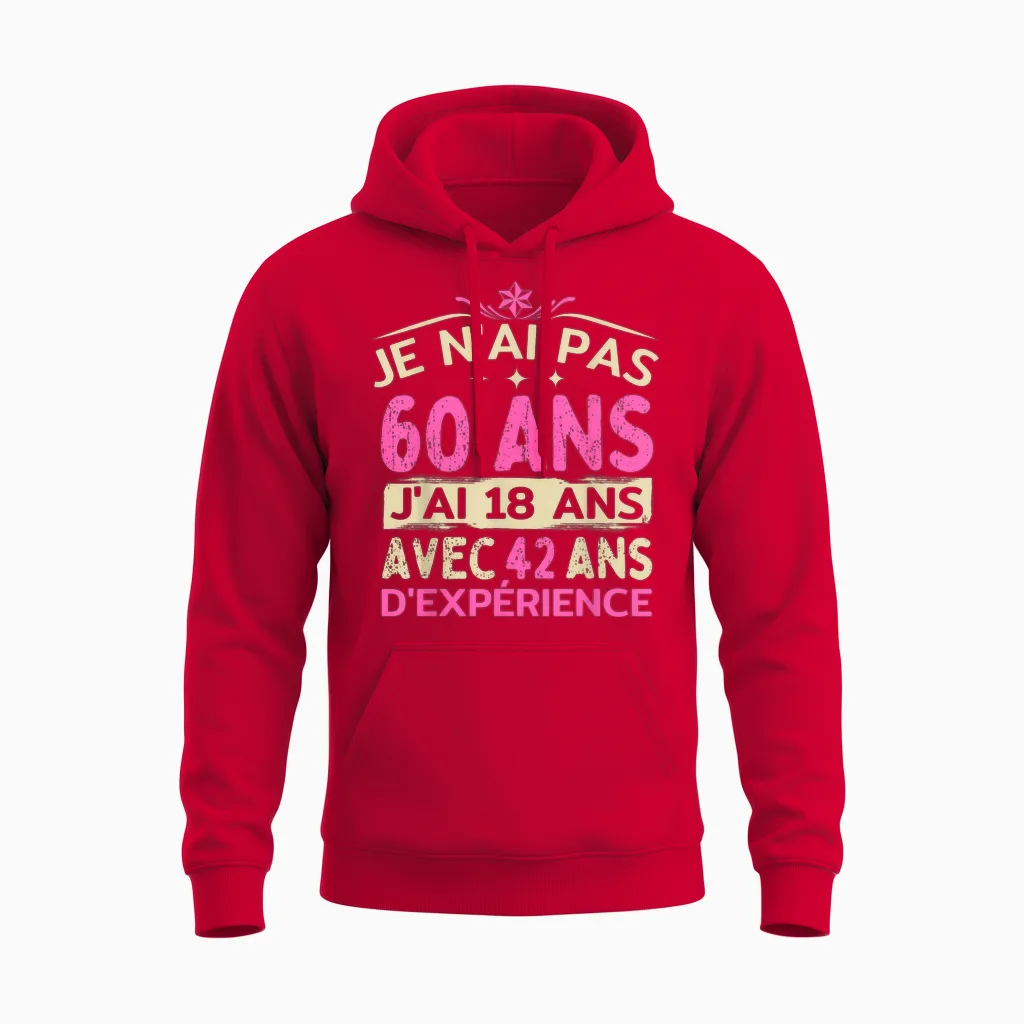 60 Years Old Woman 1964 Funny Birthday Gift I Dont Have 60 T Shirt, Black Unisex Hoodie in Red