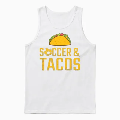 Soccer and Tacos Unisex Tank Top - White
