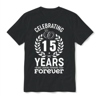 15th Wedding Anniversary - Celebrating 15 Years Of Unisex T-Shirt - Black