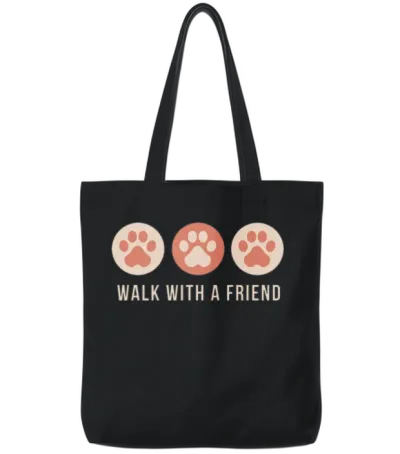 Walk with a Friend Tote Bags - Black