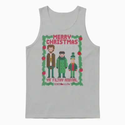 Home Alone Merry Christmas Ya Wet Bandits Ugly Unisex Tank Top - Ash