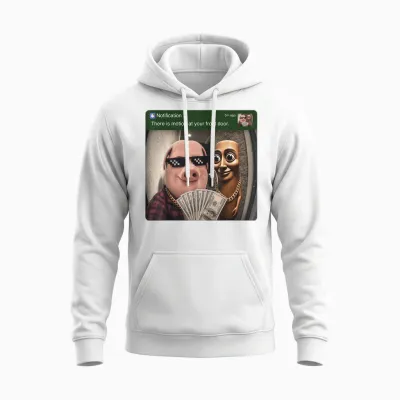 There Is Motion at Your Front Door Tung Tung Tung John Pork Unisex Hoodie - White