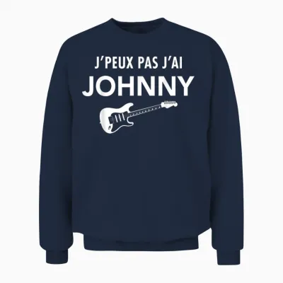 Je Peux Pas J'ai Johnny France Rock Passion Man and Woman T-Shirt, Black, S Unisex Sweatshirt - Navy