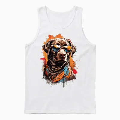 Brauner Labrador Mit Sonnenbrille Unisex Tank Top - White