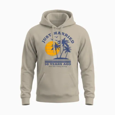 Romantic Matching Couples - Golden 50th Wedding Anniversary Unisex Hoodie - Sand