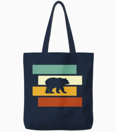 Bear Retro Tote Bags - Navy