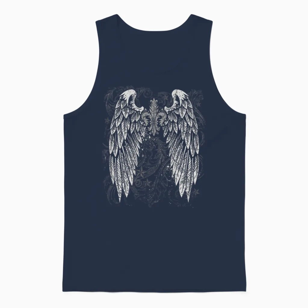 Grunge Wings Angel on Back Y2k 2000s Goth Vintage Harajuku Unisex Tank Top in Navy