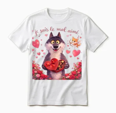 Wolf Le Mal Aimé Gift Lovers' Day Man Woman Child Unisex T-Shirt - White