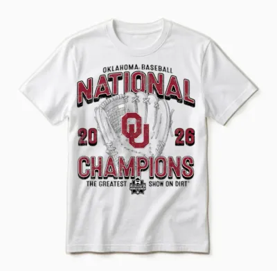 Oklahoma Sooners National Champs 2026 Baseball Cws Gray Unisex T-Shirt - White