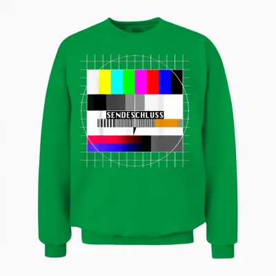 Test Image Sendeschluss 90s Party 80s Outfit Costume T-Shirt, Black Unisex Sweatshirt - Irish Green