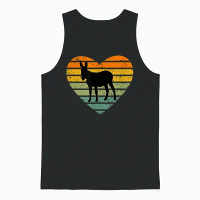 Ich Liebe Esel Retro Herz Silhouette Bauernhof Maultier Unisex Tank Top - Black