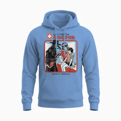 Let's Visit the Doctor Plague Retro Funny Adult Humor Unisex Hoodie - Carolina Blue
