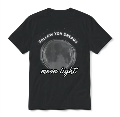 Moonlight Dreamer Follow Your Dreams Aesthetic Unisex T-Shirt - Black