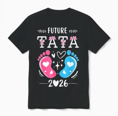 Future Tata 2026 Announcement Pregnancy Future Aunty Announcement Unisex T-Shirt - Black