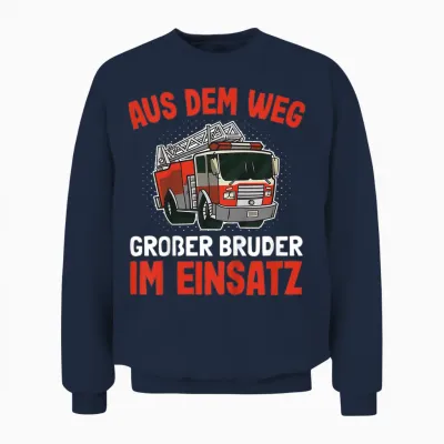 T-Shirt with German Text "großer Bruder Feuerwehr Unisex Sweatshirt - Navy