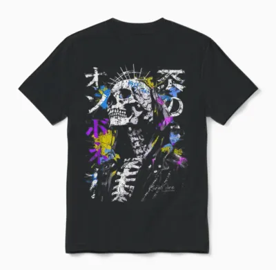 Japon Streetwear Cyberpunk Y2k Techwear Rétro Manga Anime Unisex T-Shirt - Black