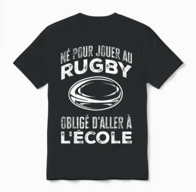 Rugby Player Born to Play Sports Rugby T-Shirt, Black, S Unisex T-Shirt - Black