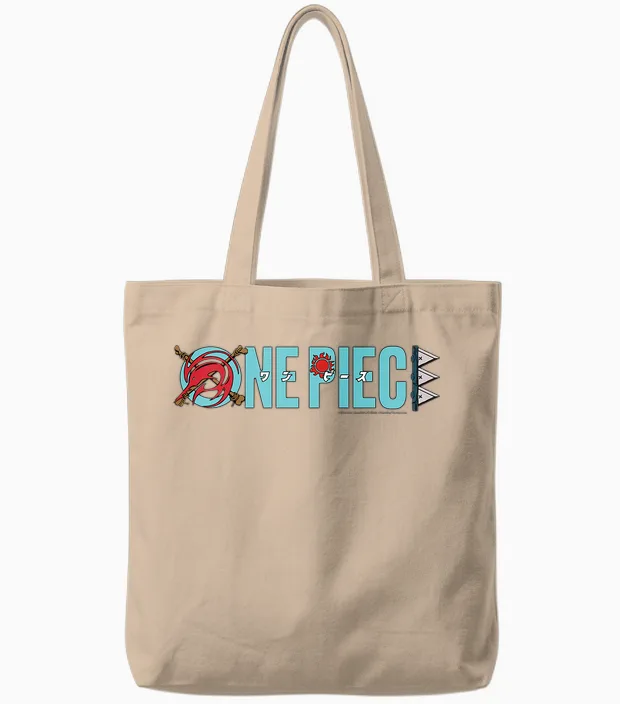 Children's Badge One Piece Arlong Anime Kids T-Shirt, Blue, 2 Tote Bags in Natural