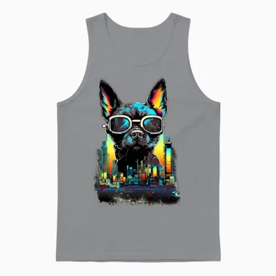 Cyberpunk Dog Unisex Tank Top - Sport Grey