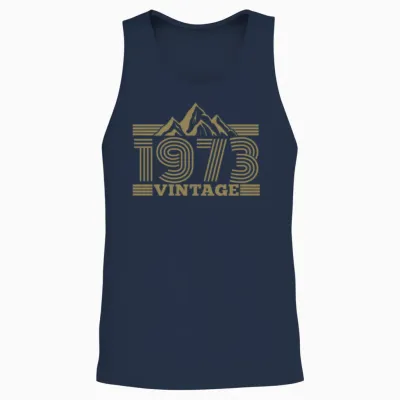 1973 Birthday Mountains Hiking Climbing Unisex Tank Top - Navy