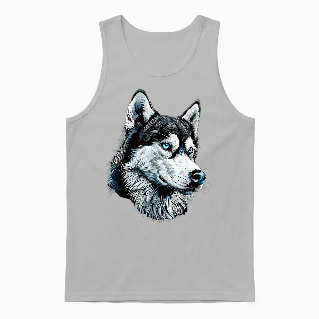Husky Dog Lover Dog I Love Siberian Huskys T-Shirt, Black Unisex Tank Top in Ash