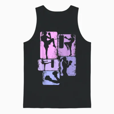 Coole Kampfsport Geschenke Damen Mädchen Frauen T-Shirt Schwarz Kickboxen Karate Taekwondo Sportlich Klassisch Kurzarm Klein M Crew-Ausschnitt Unisex Tank Top - Black