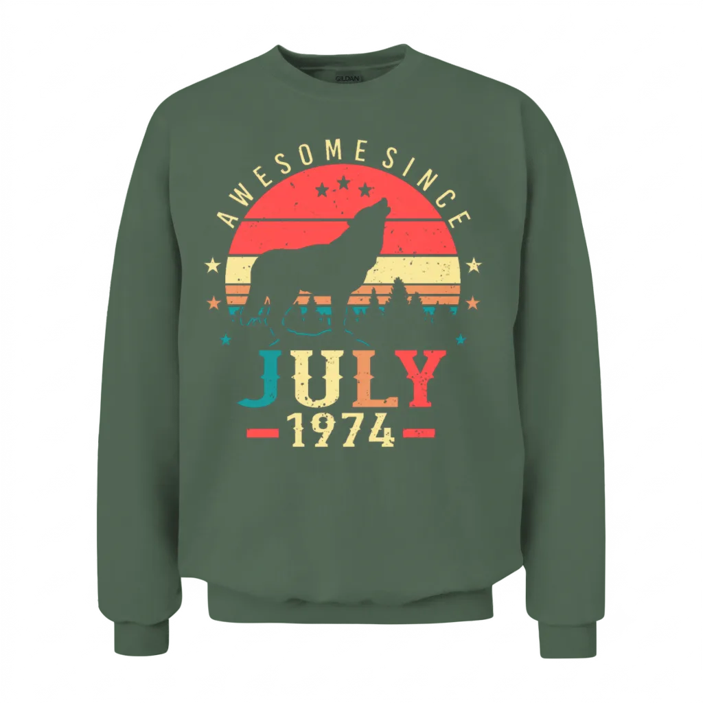 In July 1974 Retro Unisex Sweatshirt - Military Green
