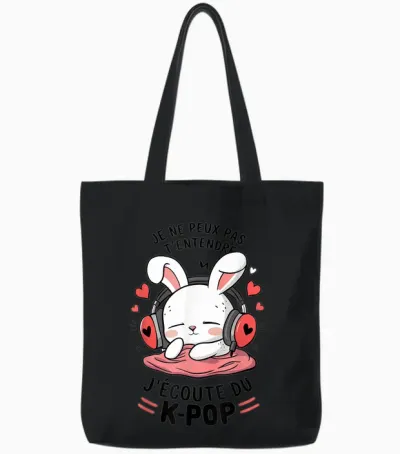 K-Pop T-Shirt | T-Shirts for Girls & Women Gifts K-Pop T-Shirt, White, S Tote Bags - Black
