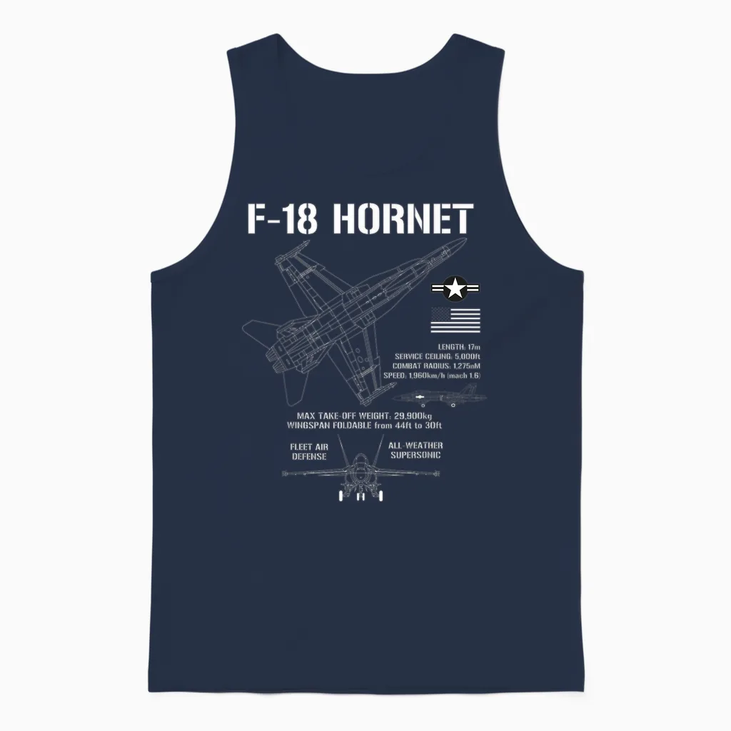 F-18 Hornet Fighter Jet Specs Militärflugzeug F18 Hornet Unisex Tank Top in Navy