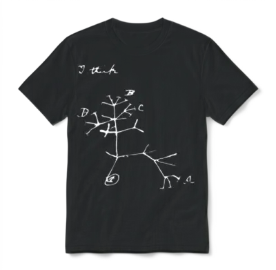 Darwin I Think Tree (white) Unisex T-Shirt - Black