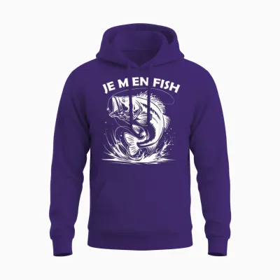 Je M'en Fish Funny Funny Funny Gift for Fishing Lovers T-Shirt, Black, S Unisex Hoodie - Purple