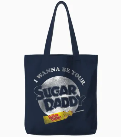 Sugar Daddy I Wanna Be Your Sugar Daddy Candy Tote Bags - Navy