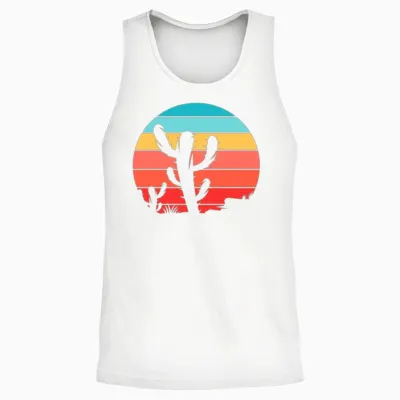 Cactus Retro Vintage Unisex Tank Top - White