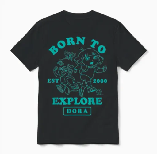 Dora the Explorer Born to Explore Since 2000 Unisex T-Shirt - Black