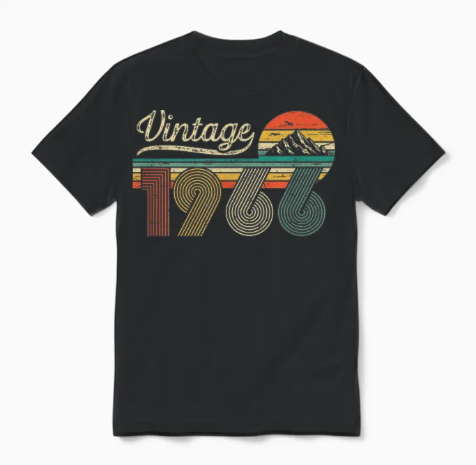 Vintage 1966 Man Woman Birthday - Born in 1966 Original Unisex T-Shirt in Black