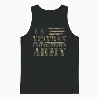 Veteran of the United States Army Camouflage Us Flag Veteran Unisex Tank Top - Black