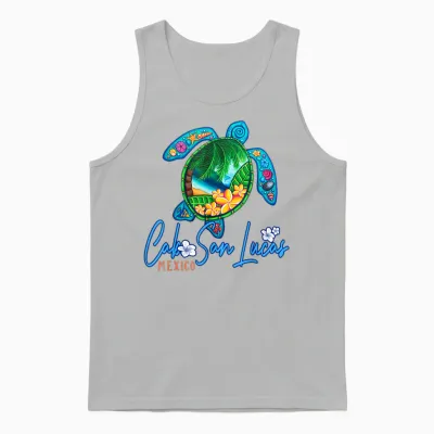 Cabo San Lucas Sea Turtle Mexico Vacation Family Trip Unisex Tank Top - Ash