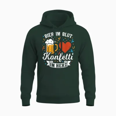 Beer in the Blood Confetti in the Heart Carnival Fancy Dress Unisex Hoodie - Forest
