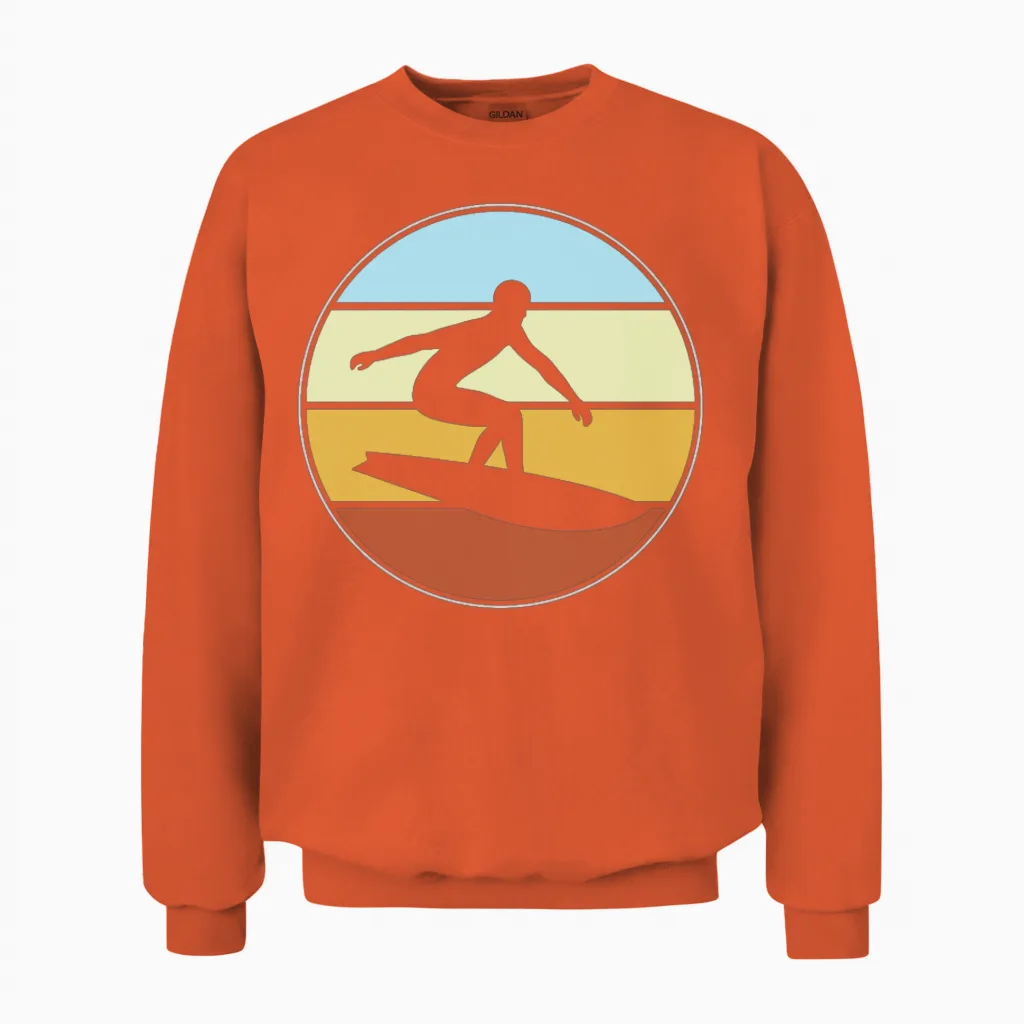 Surfing Retro Unisex Sweatshirt in Orange