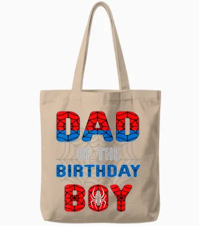 Spider Web Birthday Party Dad of the Birthday Boy Tote Bags - Natural