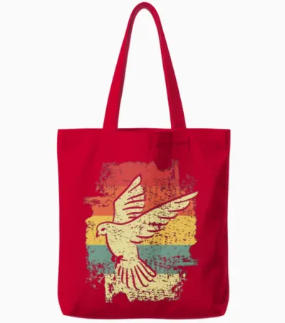 Pigeon Retro Tote Bags - Red