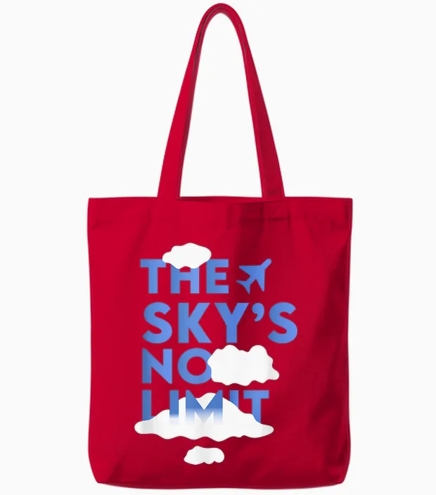 The Sky's No Limit Motivationszitat Tote Bags in Red