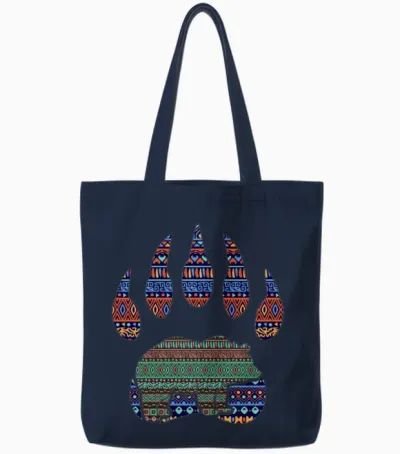 Native American Bear Claw Tote Bags - Navy