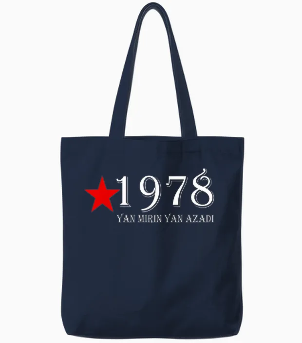 Kurdistan Gift Kurd Her Biji Newroz Kurdish Rojava Tote Bags in Navy
