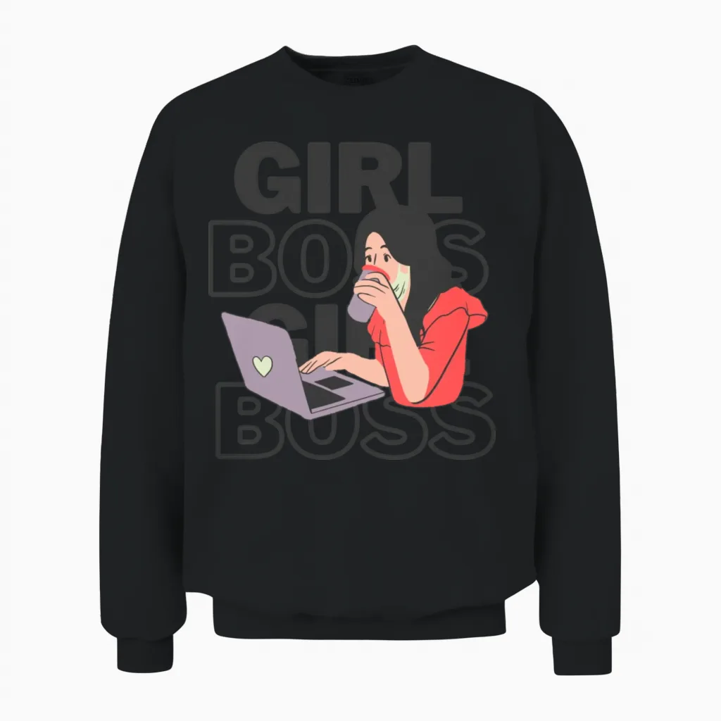 Im a Girl Boss Retro Unisex Sweatshirt in Black